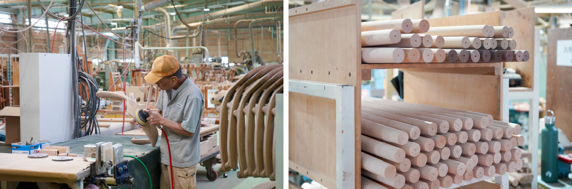 職人が徹作業で家具を作っている